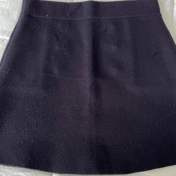 Zara Merino Wool Navy Skirt with Gold Buttons - Picture 5 of 8